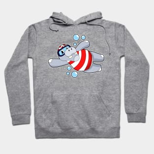 Hippo as Diver with Swimming goggles Hoodie